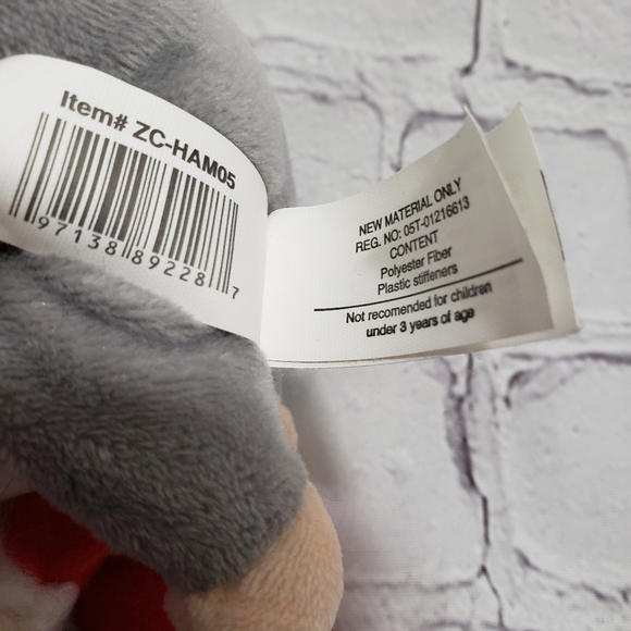 Nanco Hamster With Christmas Stocking 6" Plush Ornament Gray White Stuffed Toy - Picture 6 of 9